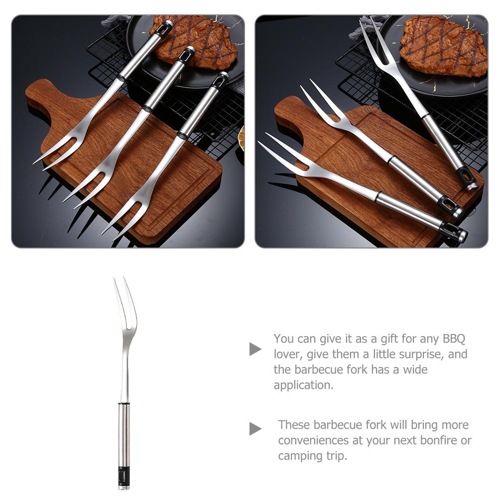 Stainless Steel Barbecue Spit Meat Serving Forks Steak Roasting Sticks Grill Skewers Kitchen Utensil