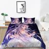 Anime Girl Print Quilt Cover Bedding Sets, Genshin Gir Microfibre Duvet Cover Set With Pillowcases 50*75Cm For Kids Boys Girls