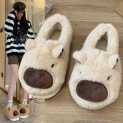 Flauschige Baumwollpantoffeln für Damen, für Zuhause, Warm, Plüsch Baotou Pantoffeln, Süße Rutschfeste Baumwollschuhe Zapatos De Mujer Luxus