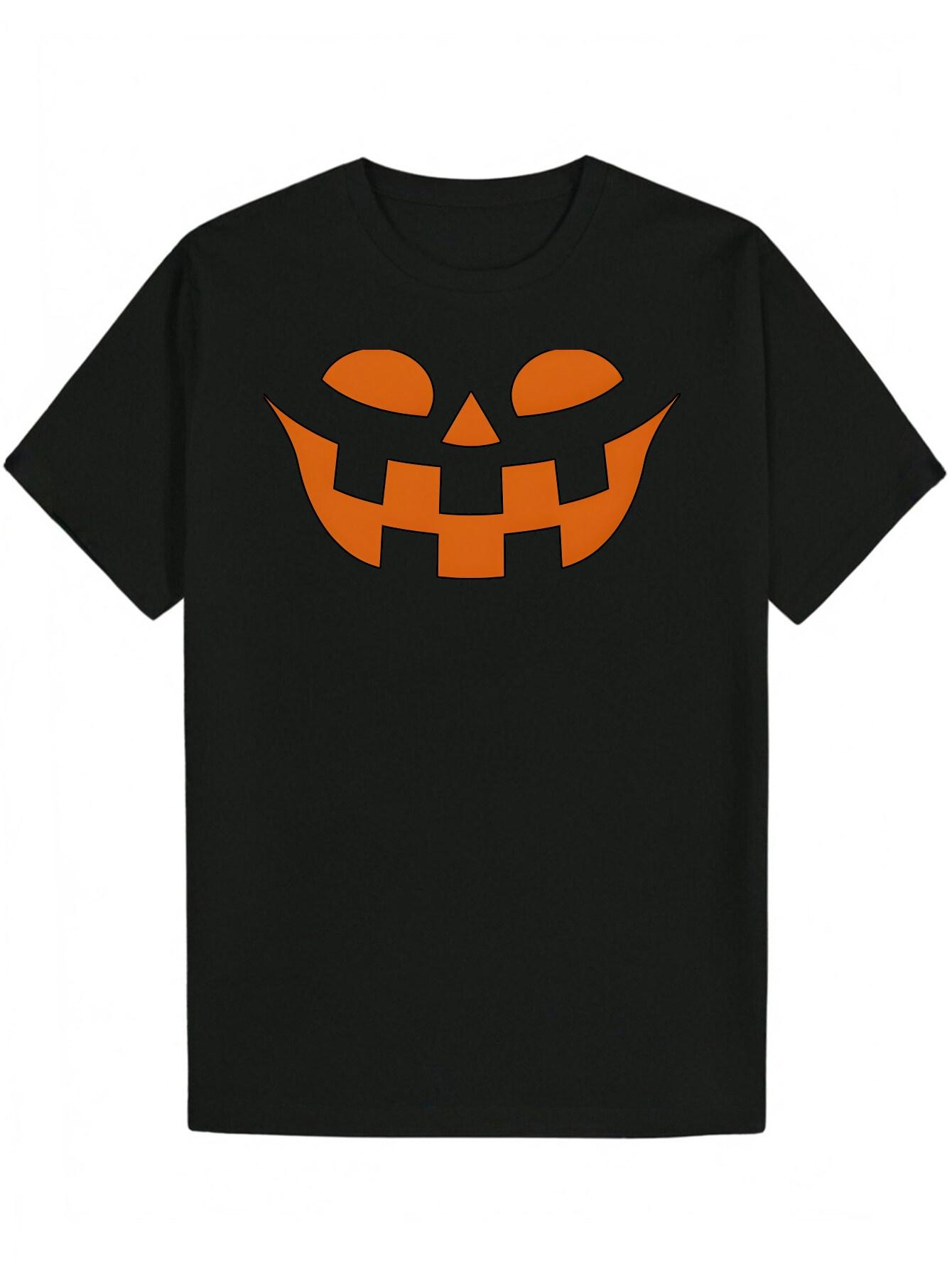 Graphic T-shirt - Black with Orange Pumpkin Print L