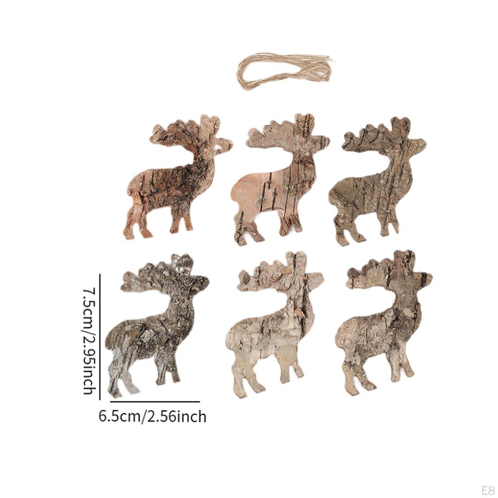 6 Pack Wooden Christmas Hanging Ornaments for Window Living Room Bedroom Farmhouse Decor