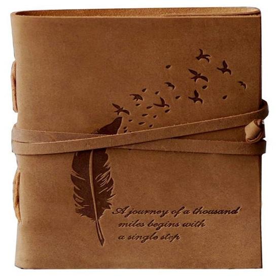 Leather Diary Embossed Handmade Leather Bound Diary Cum Notepad for Men and Women Plain Paper 240 Pages Perfect for Travel Diary 17.78 X 12.7 Cm