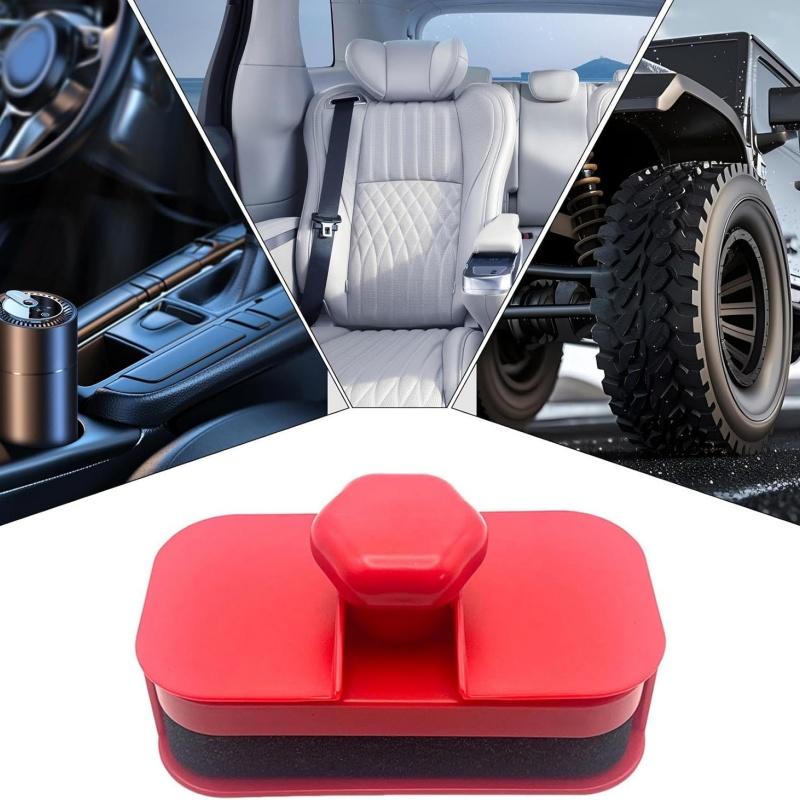 Red Tire Dressing Applicator Tire Sponge With Lid Reusable Brush Car Wheel Polishing Waxing Tire Sponge Brush For Exterior Wash