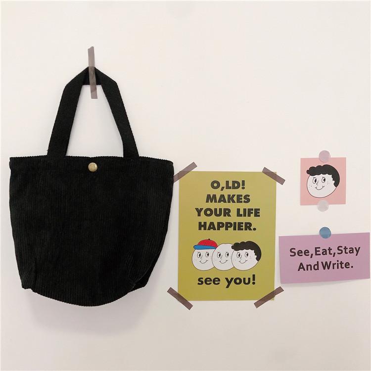 Chic Corduroy Tote Bag For Women Soft Cotton Fabric Vintage Style