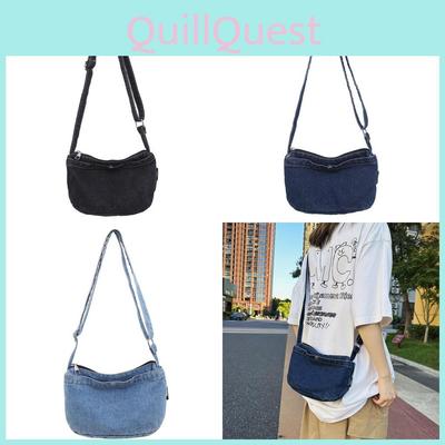 Denim Small Crossbody Bag For Women With Zipper Pocket And Street Style Design