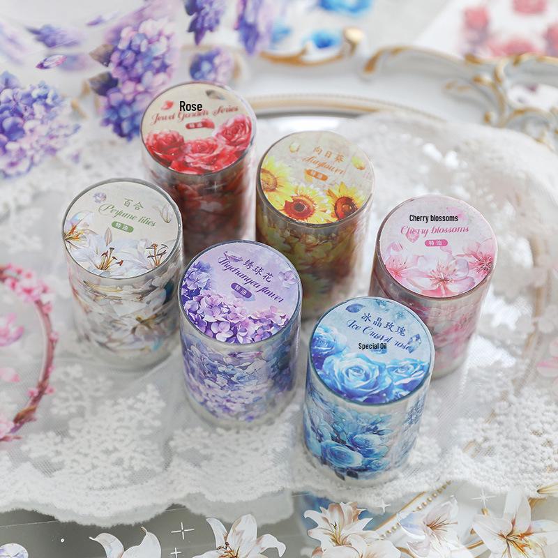 Gem Garden Series PET Tape Notebook: European Rose & Flower Collage, 6 Designs