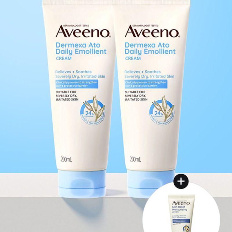 Aveeno [Skin Relief Lotion 30g] Aveeno Dermaxa Ato Daily Emollient Cream 200ml x2 (SkinLotion 30g) A Dermex Emollient Cream 200mlx2