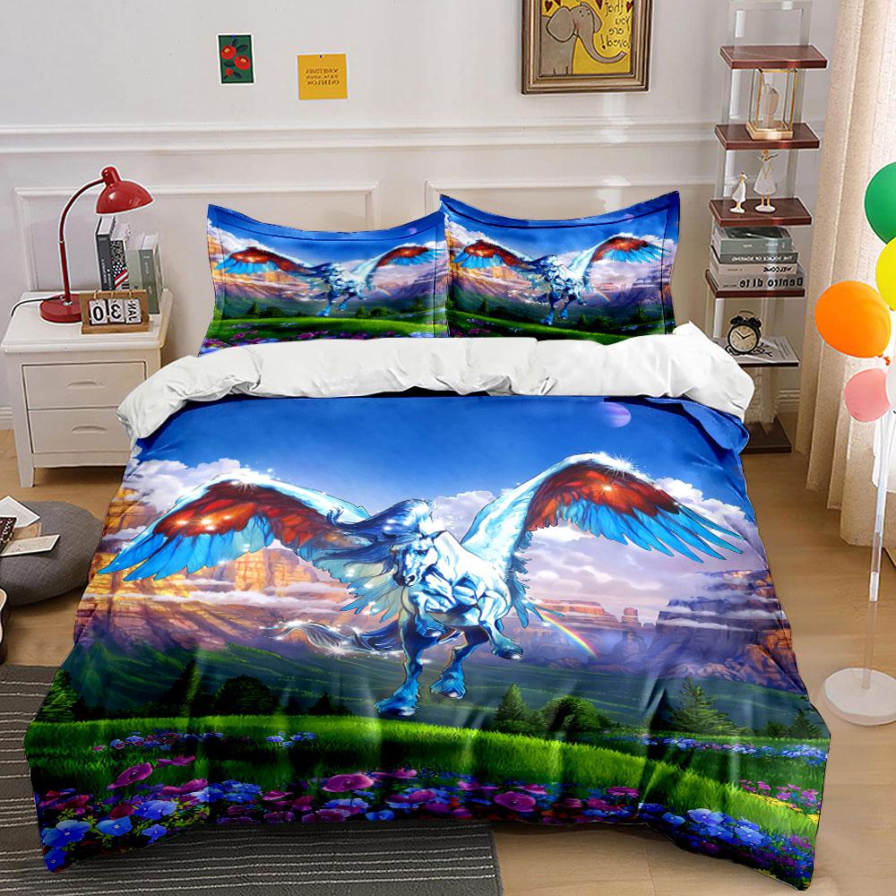 

Winged horse scenic landscape. Bedding sets Duvet cover sets Duvet covers Pillowcases(1 * Duvet Cover 2 * Pillowcases, without duvet insert) 135x200cm