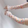 Bow Mesh Sunscreen Sleeves Breathable Bridal Gloves Sweet Long Fingerless Gloves  Sun Blocking
