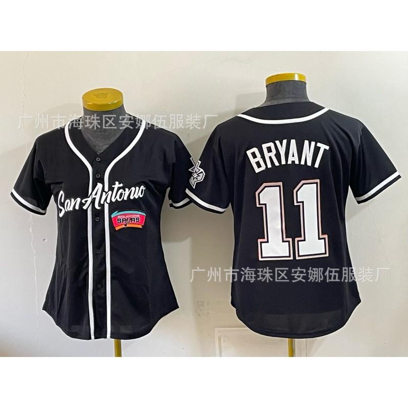 2026 Spurs 5 11 Print Baseball Cardigan Women Short Sleeve Embroidery Team Sports Top