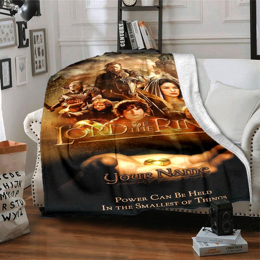 Lord Rings Customize Your Name Blanket Cozy Personalized Blanket Ultra-Soft Versatile for Office Sofa Bed Livingroom Four Seasons Multipurpose