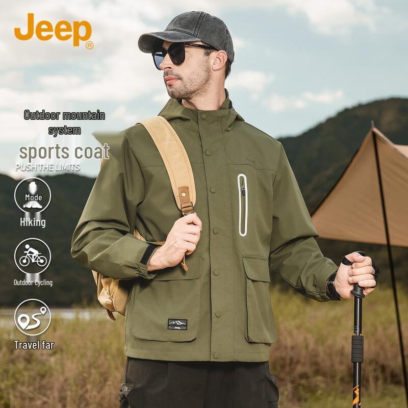 

JEEP Men s Spring Autumn Hooded Casual Jacket L