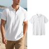 Men's Short-sleeved Linen Loose Casual Lapel POLO Shirt Men's T-shirt