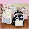 Trendy Padded Shoulder Backpack With Color Blocked Star Design For Junior High School