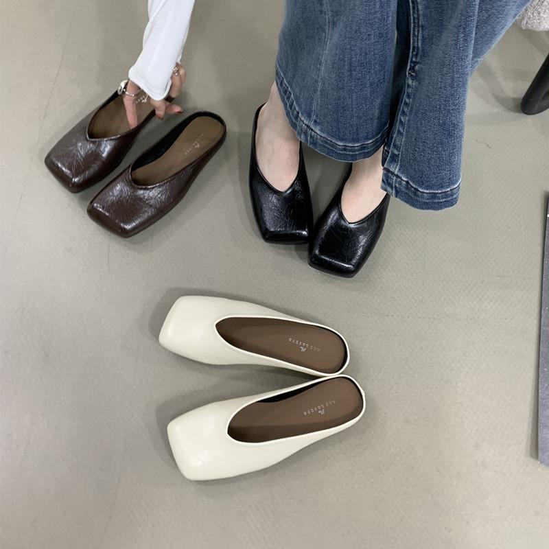 Fashion Bailamos 2025 Spring New Women Flat Shoes Fashion Shallow Slip On Mules Shoes Soft Flat Heel Outdoor Slippers Casual Slides Muje