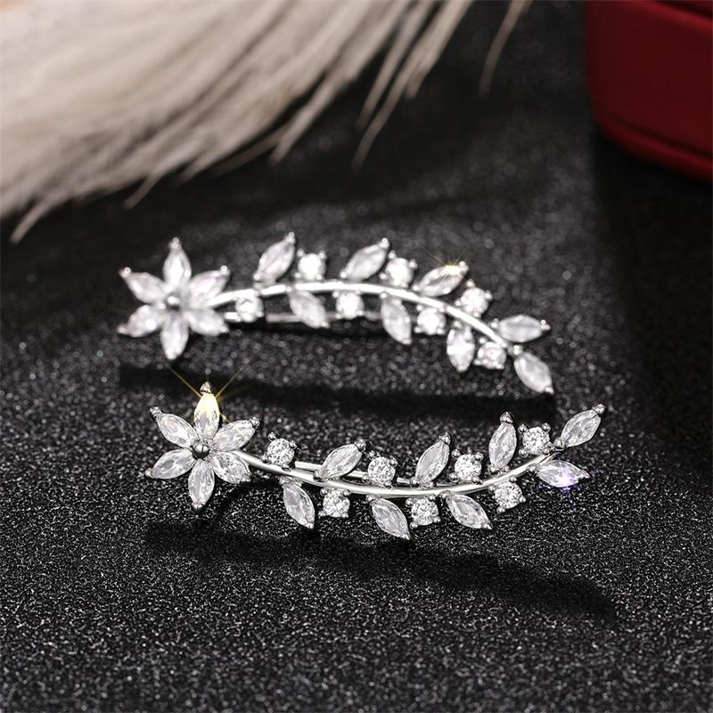 

Роскошные Модные Серьги-пусеты в форме Цветка и Листа для Женщин Ослепительные Кубические Цирконии Эстетичные Серьги для Ушей Заявление Ювелирные Изделия