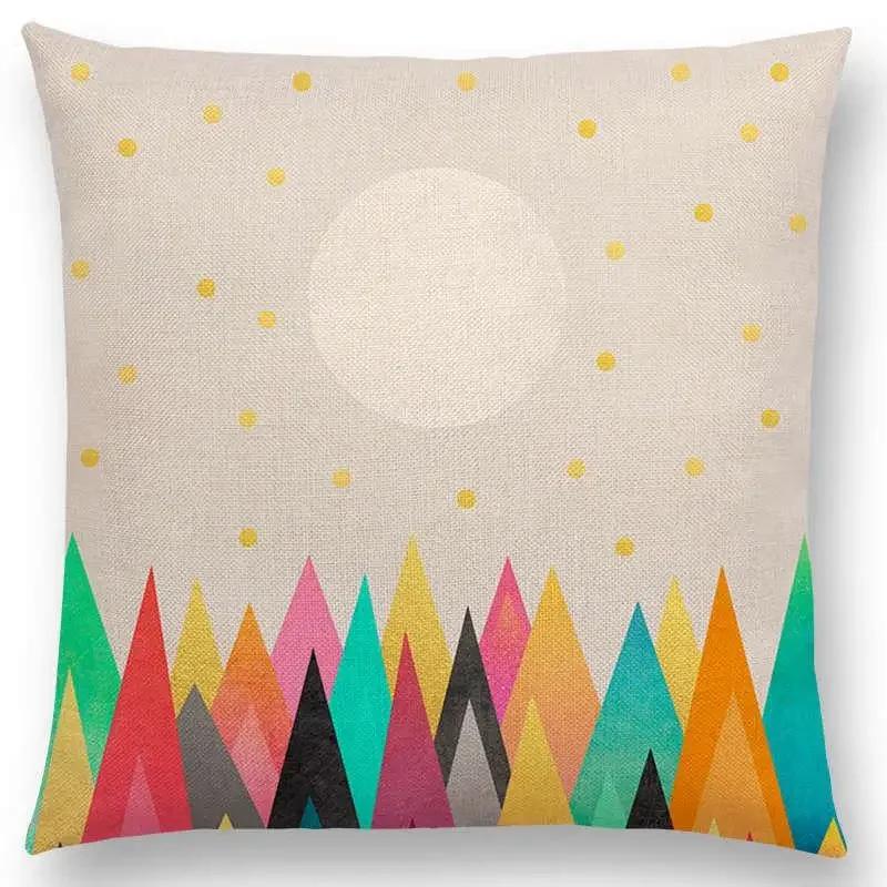 Neuer Sonnenaufgang Und Mond Verträumte Gipfel Farbenfrohe Berge Welt Abstraktes Geometrisches Muster Kissenbezug Auto Sofa Dekokissenbezug