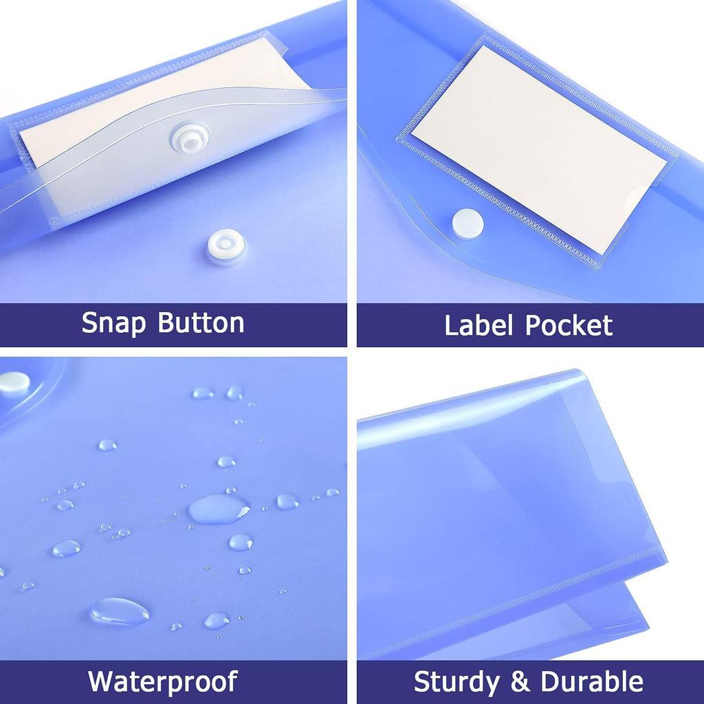 A4 Transparent Plastic Snap Button File Bag - Thickened Document & Stationery Storage Bag