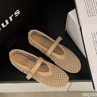 Flat Bottomed Hollow Summer Sandals Single Shoe Round Toe Straight Buckle Casual Comfortable Hollow Simple Women's Flat Shoes