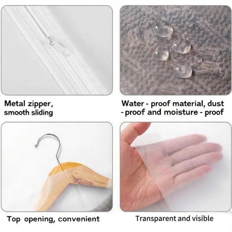 1/2/3/5pcs  Durable Garment Dust Cover with Zipper Closure Long Hanging Clothes Bag for Coats Jackets & Wardrobe Organization
