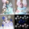 Neue 4 Stück Schneeflocke Kuchentopper Mädchen Weihnachten Geburtstag Cupcake Topper Babyparty Hochzeitsparty Glitzer Kuchen Deko Zubehör