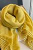 Yellow Shawl with Lace - 100X100 , Cotton with Polyester