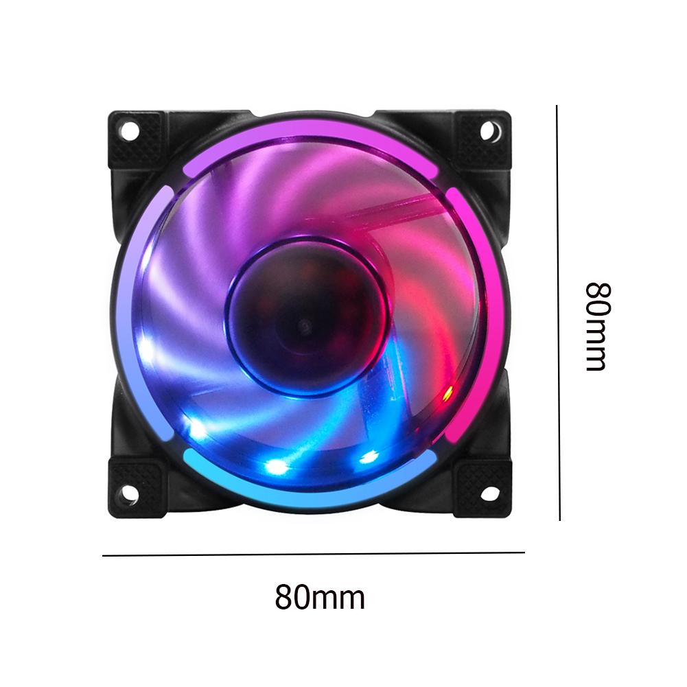 

80 мм вентилятор для корпуса ПК, ультратихий светодиодный охлаждающий вентилятор с низким уровнем шума, подшипник жидкости, 4-контактный PWM, 5 В, 3-контактный ARGB AURA, радиатор для процессорного кулера