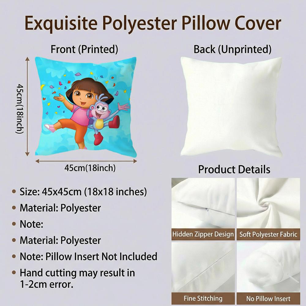 Kids Dora The Explorer Cushion Cover Cushion Cover Set 4Pcs 50X50 45X45 40X40 Pillowcase Decorative Sofa Home Decor