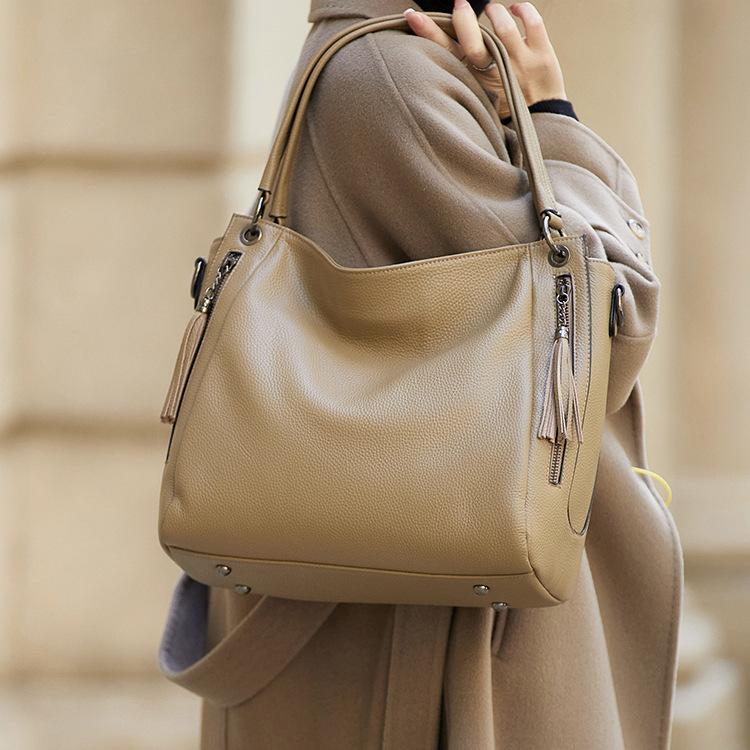 Leather Women's Bag, Soft Handbag, Laid-back Style, Large Capacity, Daily Commuting Women's Single-shoulder Bag, Tote Bag