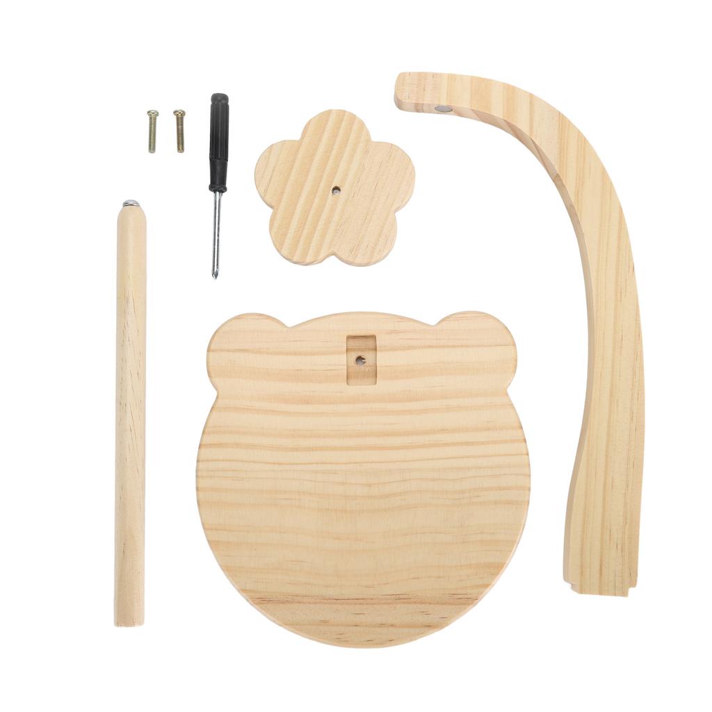 1 Set Yarn Holder Wooden Stable Bear Shaped Base Rotating Yarn Spinner for Crocheting Natural Color