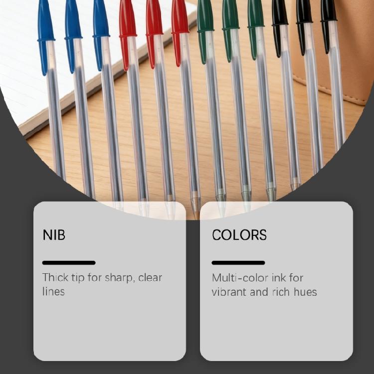 1.0mm Bold Point Ball Pen Ballpoint Pen Smooth Writing Multicolor Plastic Oil Pen for Office School Student Writing Gift