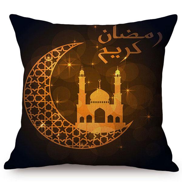 Eid Mubarak Cushion Cover Islamic Muslim Kaaba Mecca Moon Pattern Decoration Ramadan Kareem Sofa Throw Pillow Case Cojines
