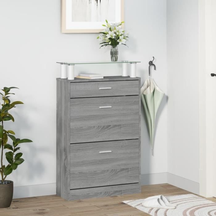 VidaXL Shoe Cabinet Sonoma Grey 63x24x104 Cm Engineered Wood 342568