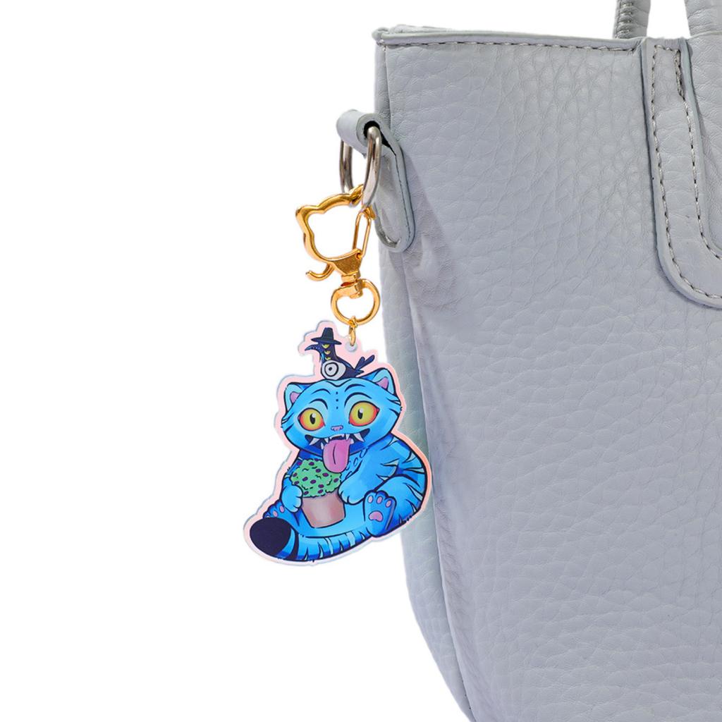 Little Color Changing Acrylic Keychain Pendant Blue Cat Surrounding Cute Bag Pendant