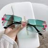 Rectangular Small Frame Diamond-inlaid Sunglasses Women's Small Face Round Face Sun Protection Sunglasses Trendy
