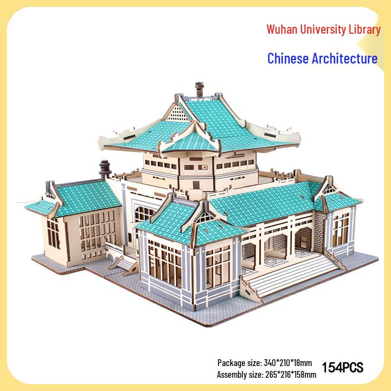 DIY Wooden 3D Puzzle: Chinese Architectural Model Educational Toy & Souvenir
