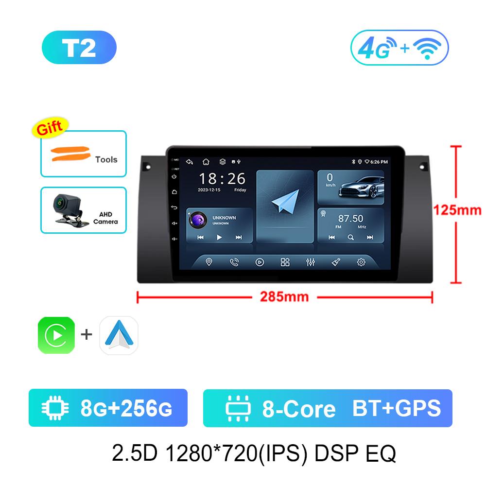 9 Inch Android OS Carplay Car Radio Multimedia Player for BMW E53 X5 2000 - 2007 GPS Navi WiFi IPS Touch Screen DSP Stereo 4G BT