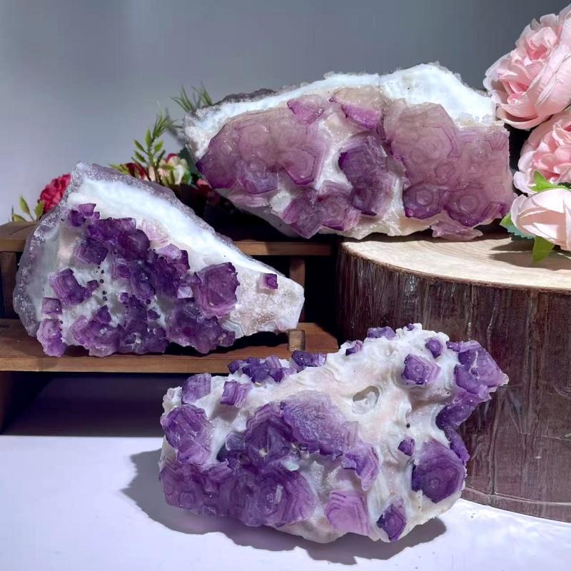 Natural Rough Purple Rose Fluorite Specimen Healing Gemstone Crystal Craft for Decoration Collection free фиолетовый