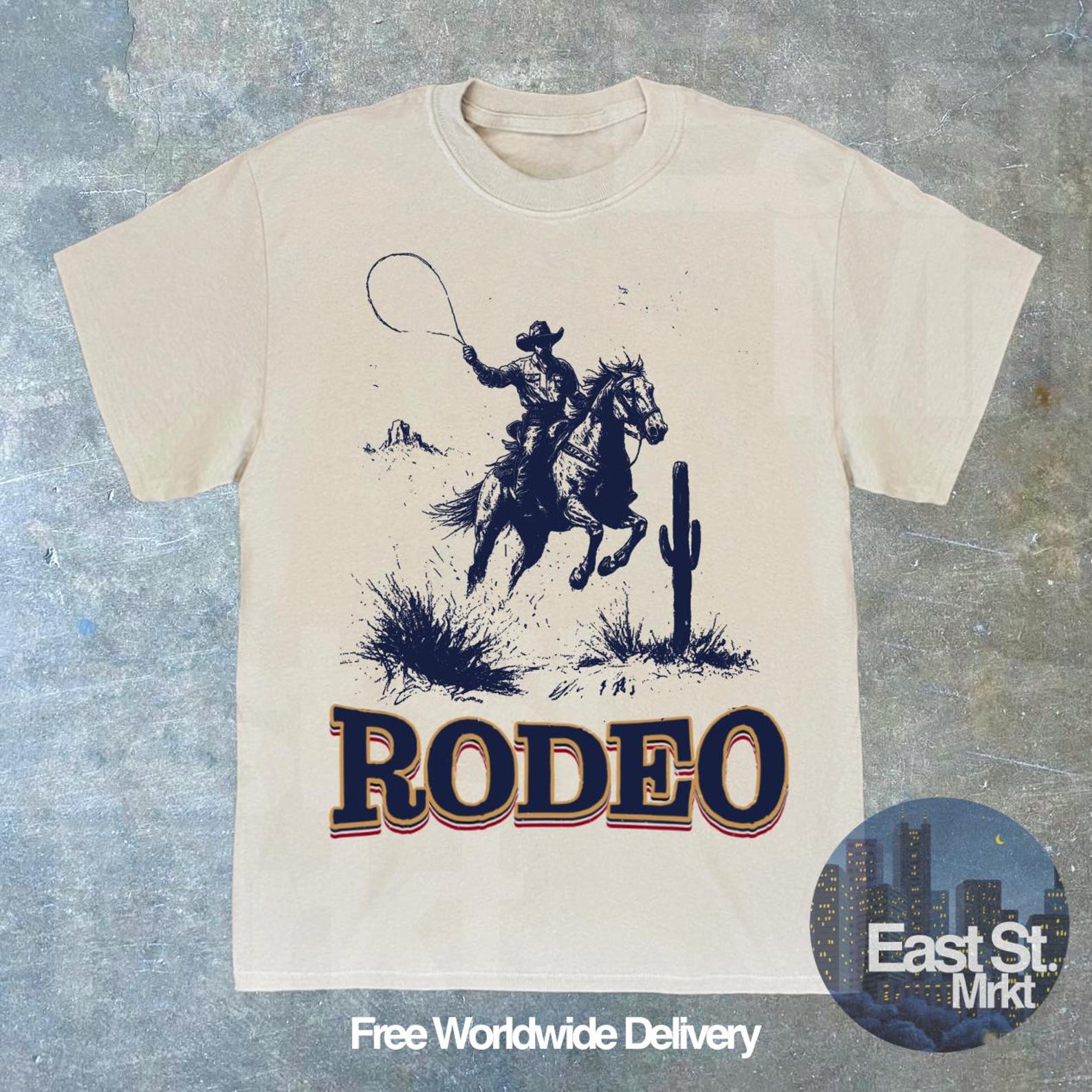 Vintage Rodeo Cowboy T-shirt: Western Style Graphic Tee 2XL