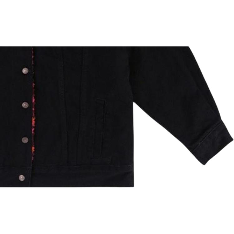 Levis Solid Color Button-Down Casual Long Sleeve Denim Jacket Women Jackets Black 17356-0000
