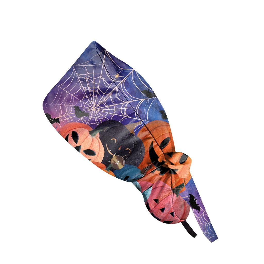 Fashionable Halloween Print Work Cap, Casual Women's Ponytail Cap, Wash Cap, Baotou Cap