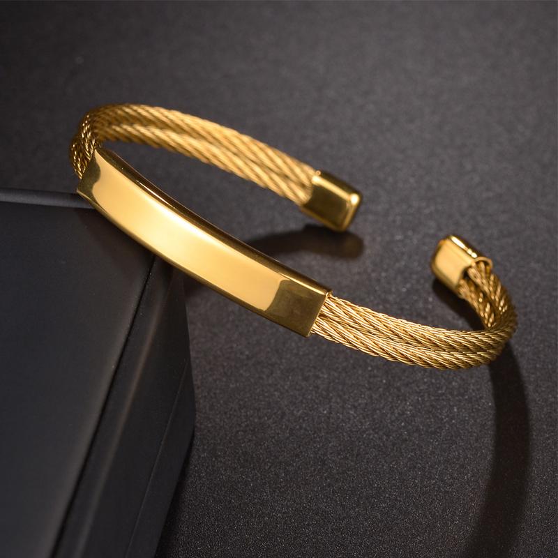 Atoztide New Open Bangle Bracelets for Women Stainless Steel Gold Color Adjustable Star Heart Bracelet Accessories Jewelry Gift