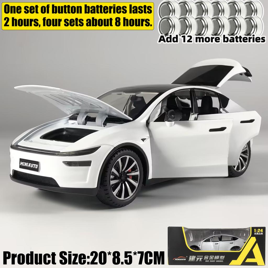 1:24 Model Y Facelift Off Road SUV Alloy Metal Diecast Model Car Sound & Light Pull Back Children Toy Collectibles Birthday Gift