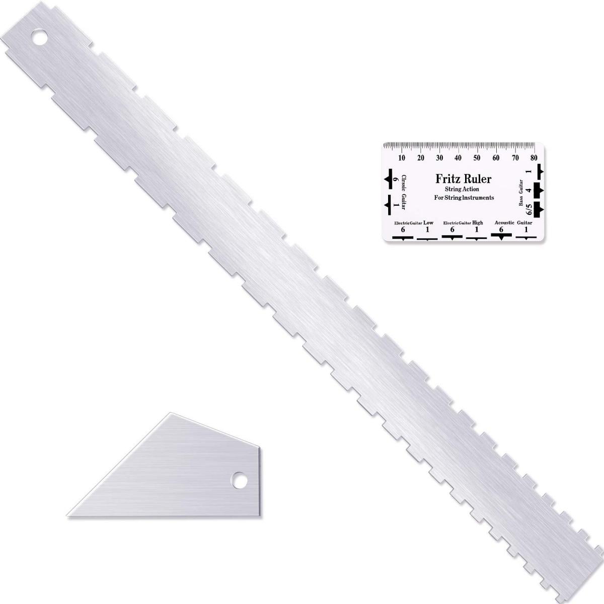 Miwayer 3Pcs Set Guitar Neck Ruler String Action Gauge Ruler Notched Straight Edge/for Luthiers Tool