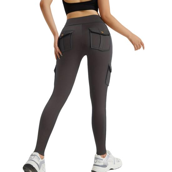 Yousheng Women High Waist Cargo Leggings with Pockets Tummy Control Hip Lifting Yoga Workout Tight Pants Stretch Body Shaping Skinny Trousers