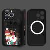 Christmas Santa Elk Pattern Slim Magnetic Cover For iPhone 16E 15 Pro Max 14 13 12 Pro 11 for Magsafe Matte Shockproof Soft TPU Lanyard Phone Case