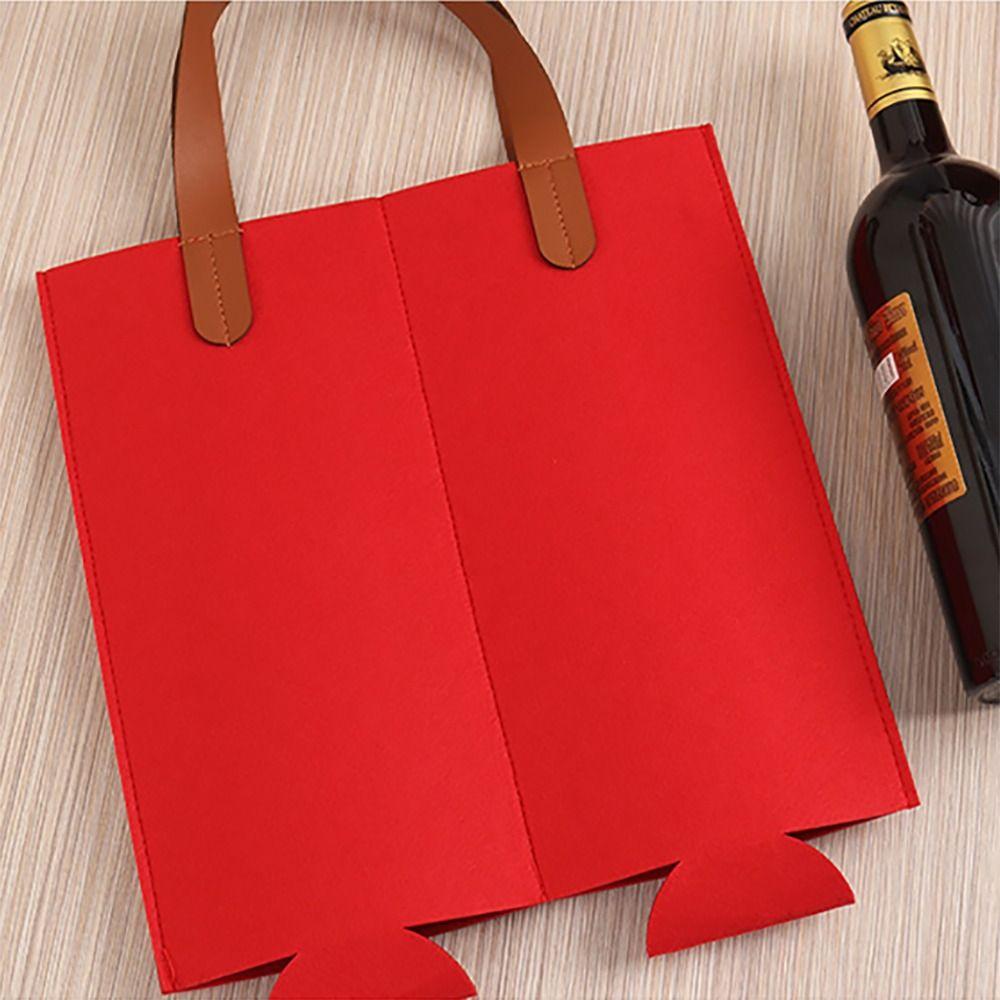 Solid Color Wine Bag Single Double Wine Carrier Bag Simple Felt Bag
