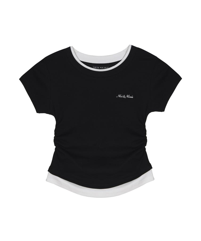Nigaennikol Layered Shirring Slim Top_Black