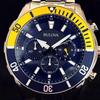 Used [BULOVA] Bulova/Men's watch/Stylish/Chronograph/Extremely rare/For men/Yellow gold.Silver.Blue color/Display item special price