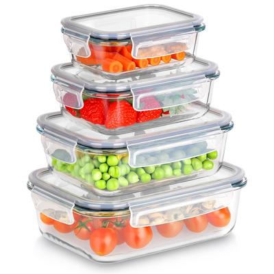 Juego de 4 Recipientes de Vidrio Resistente al Calor para Alimentos de Cocina